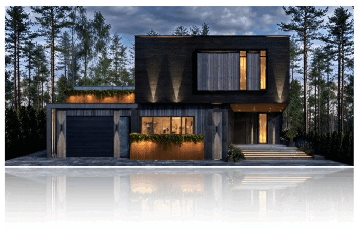 Наружное освещение дома в комплексе Forest Village ночью